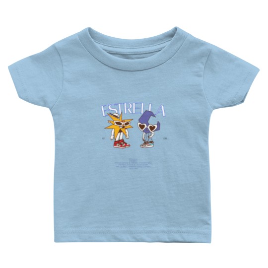 Discover MORA Merch Estrella Album Tracklist Back Design Baby T Shirts Mora Graphic Baby T Shirts
