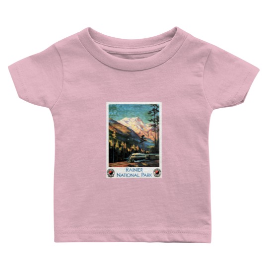 Discover Rainier National Park Old Railway Northern Pacific Baby T Shirts