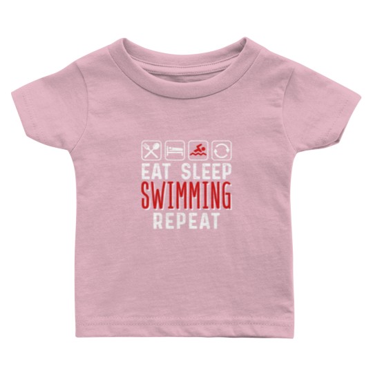 Discover Eat Sleep Swimming Repeat Baby T Shirts