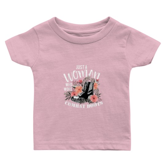 Discover Just A Woman Wore Combat Boots Veteran Baby T Shirts