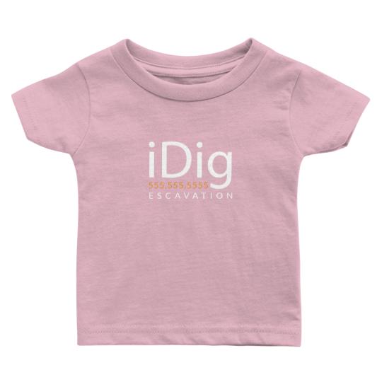 Discover iDIG. Excavator. Backhoe Operator. Gift and Merch Baby T Shirts