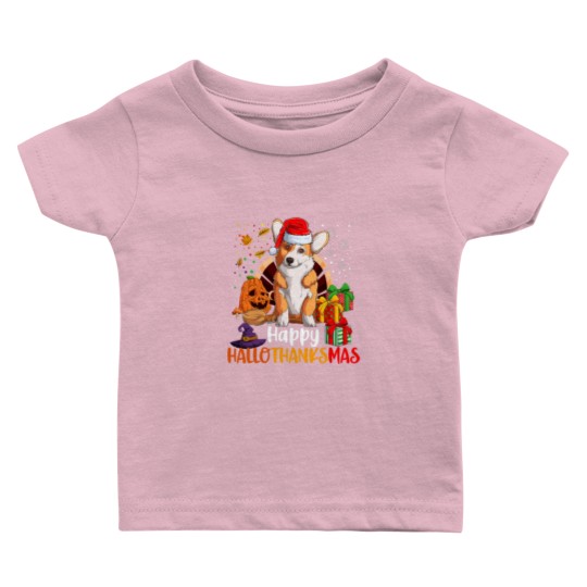 Discover Corgi Dog Happy Hallothanksmas Welsh Corgi Lover H Baby T Shirts