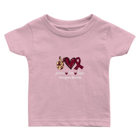 Discover Peace Love Cure Hemangioma Burgundy Ribbon Awarene Baby T Shirts