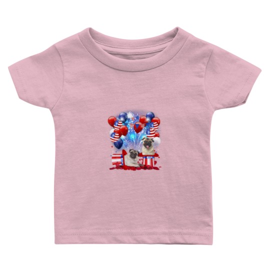 Discover Pug Firework American Flag 4Th Of July Dog Lover Baby T Shirts