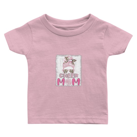 Discover Cute Messy Bun Cheer Mom Funny Leopard Bandana Mot Baby T Shirts