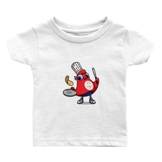 Discover Paris 2024 Phryges - Cartoon chef in red apron with food Baby T Shirts