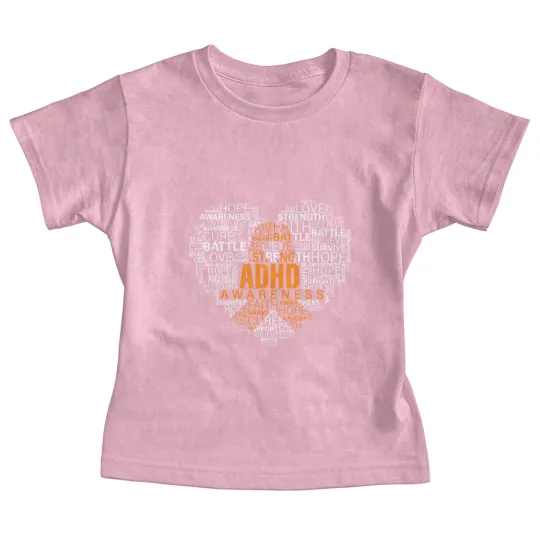 Discover ADHD awareness words cloud heart support proud ADHD warrior Baby Tees