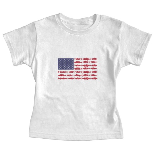 Discover Vintage USA Fish American Flag Baby Tees Fishing Gifts ABS001