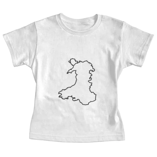 Discover Wales Black Outine Map Baby Tees