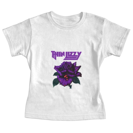 Discover Thin Lizzy Purple Rose Pop Rock Band Black Baby Tees
