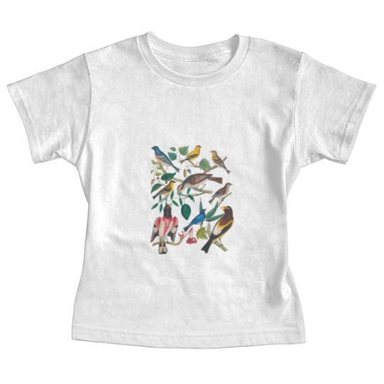 Discover Vintage Botanical Bird, Colorful Birds Short Sleeve Baby Tees