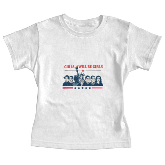 Discover Girls Will be Girls Comfort Colors Baby Tees, Patriotic Feminist 4th of July Baby Tees
