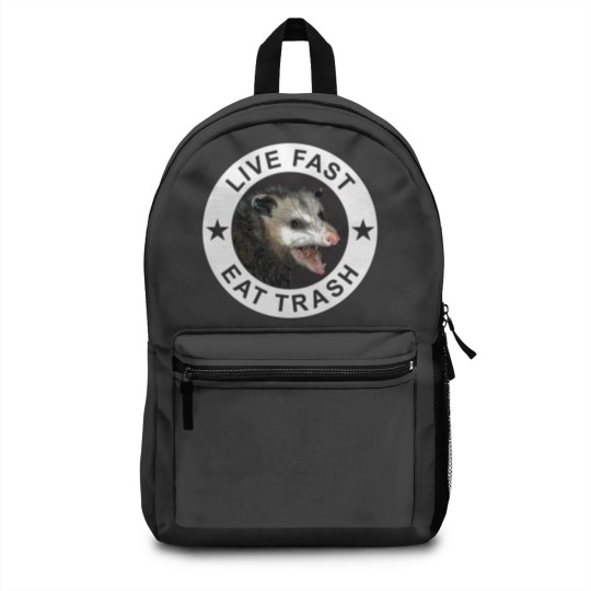Discover Live Fast Eat Trash Backpacks