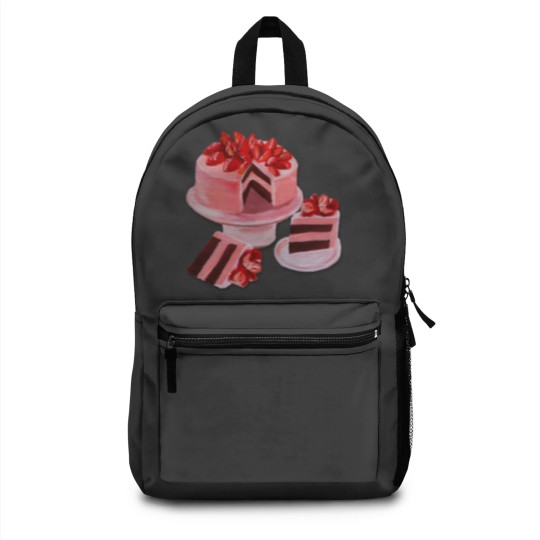 Discover Strawberry Chocolate Cake Dessert Sweets Art Servings Backpacks
