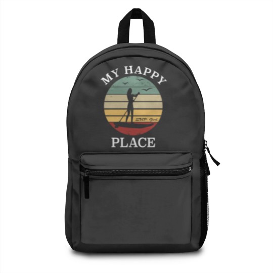 Discover Stand Up Paddle - SUP Girl - My Happy Place Sunset Backpacks