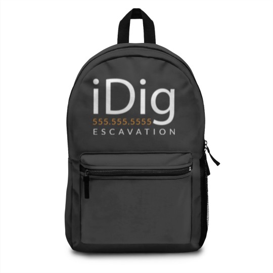 Discover iDIG. Excavator. Backhoe Operator. Gift and Merch Backpacks