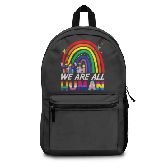Discover We Are All Human Proud LGBT Rainbow Flag Inspirati Backpacks