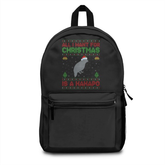 Discover Funny Ugly All I Want For Christmas Is A Kakapo Backpacks