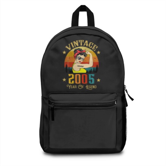 Discover Vintage 2005 Birthday Women 17 Years Old Funny Vin Backpacks