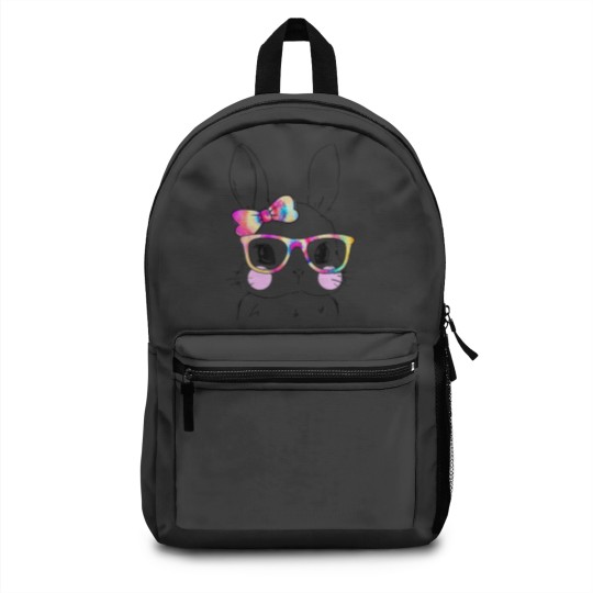 Discover Cute Bunny Rabbit Face Tie Dye Glasses Girl Happy Backpacks