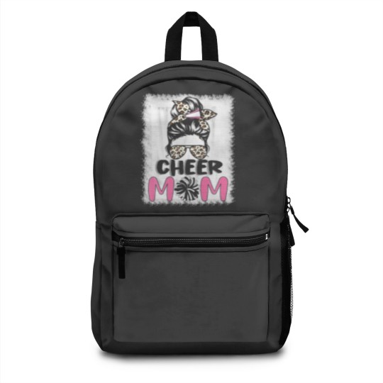 Discover Cute Messy Bun Cheer Mom Funny Leopard Bandana Mot Backpacks