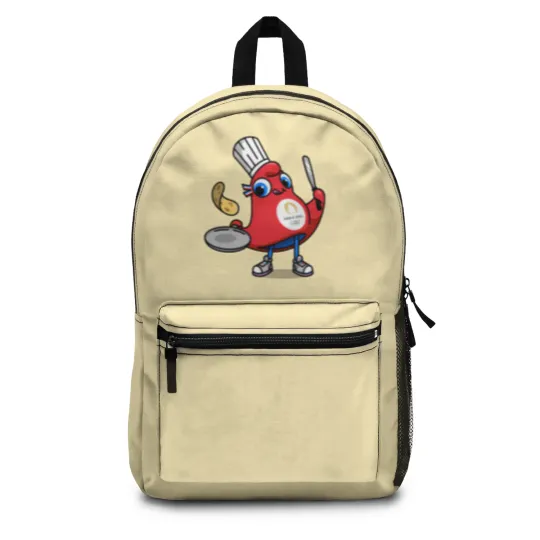 Discover Paris 2024 Phryges - Cartoon chef in red apron with food Backpacks