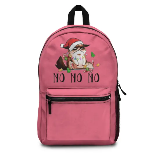 Discover Ugly Christmas Cat Wearing Xmas Hat Say "No No No" Backpacks
