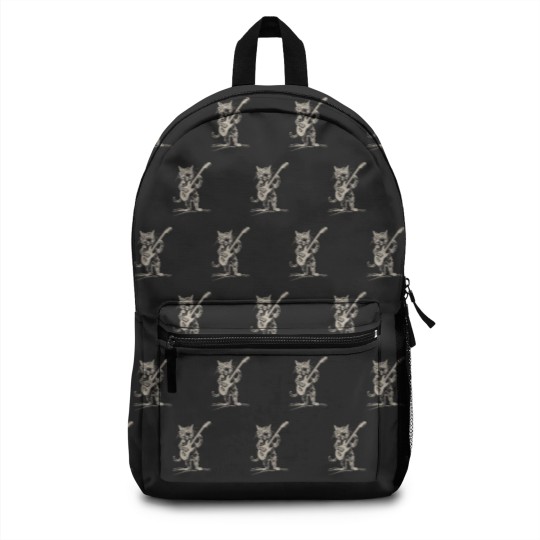 Discover Cat Strumming the Guitar Backpacks, Cat Playing Bass Guitar Backpacks