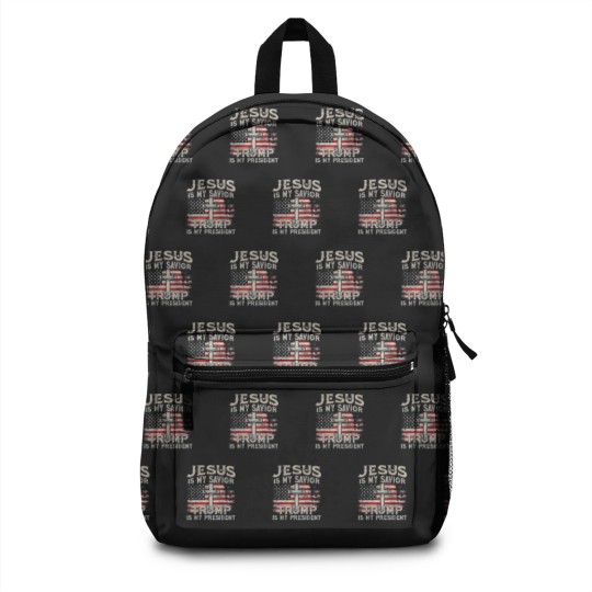 Discover Jesus Is My Savior Trump Is My President American Flag Backpacks