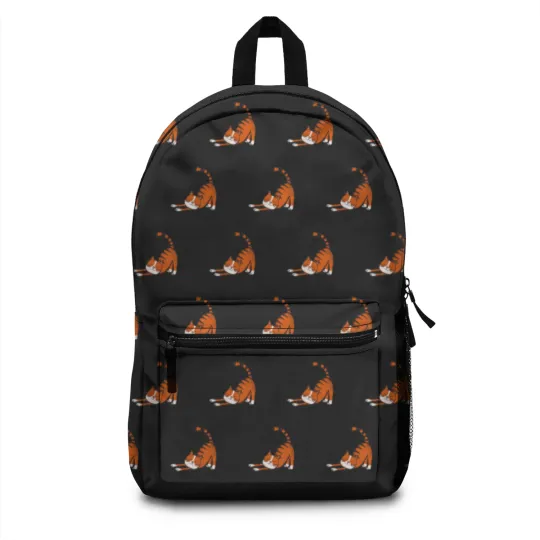 Discover Cute cat with black stripes and orange color Backpacks