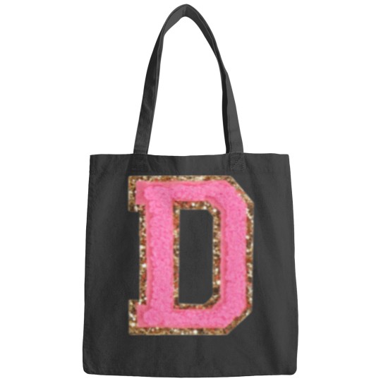 Discover D - Bubblegum Glitter Varsity Letter Patches Bags