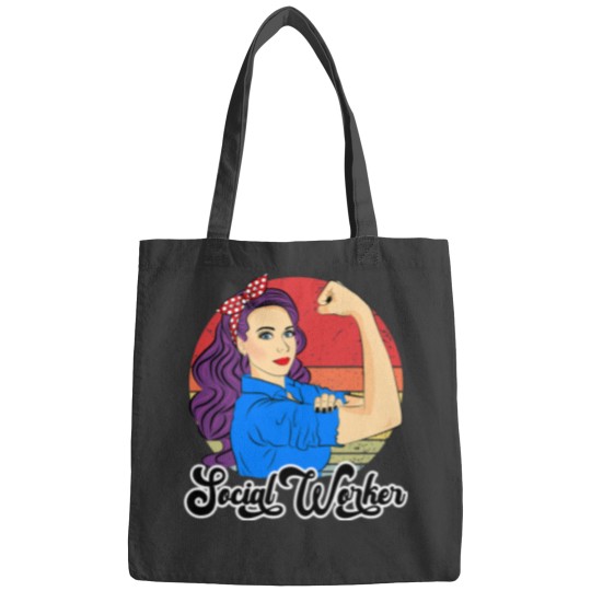 Discover Social Worker Female Gift Vintage Caseworker Strong Woman Bags
