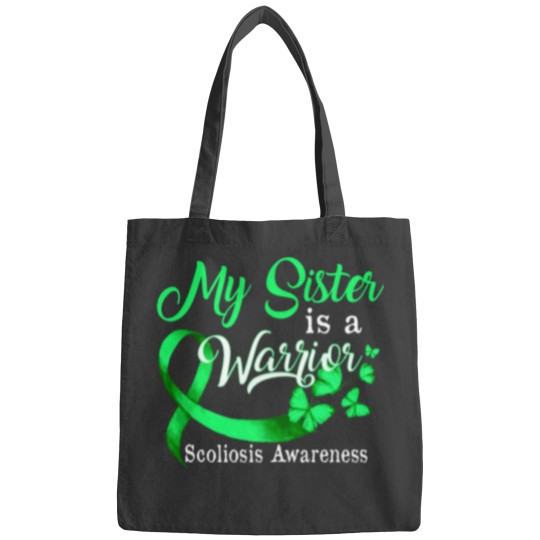 Discover Proud My Sister Scoliosis Warrior Green Ribbon Butterfly Bags
