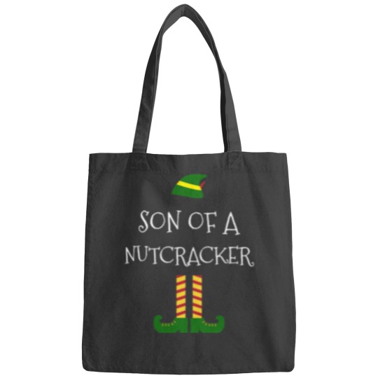 Discover Son Of A Nutcracker Funny Christmas Elf TShirt Bags
