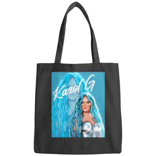 Discover Rectangle Karol  with Blue Hair Illustration Bags