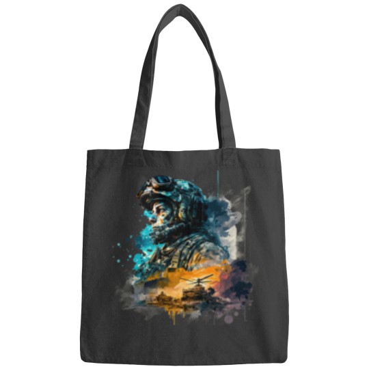 Discover Soldier watercolor print Bags