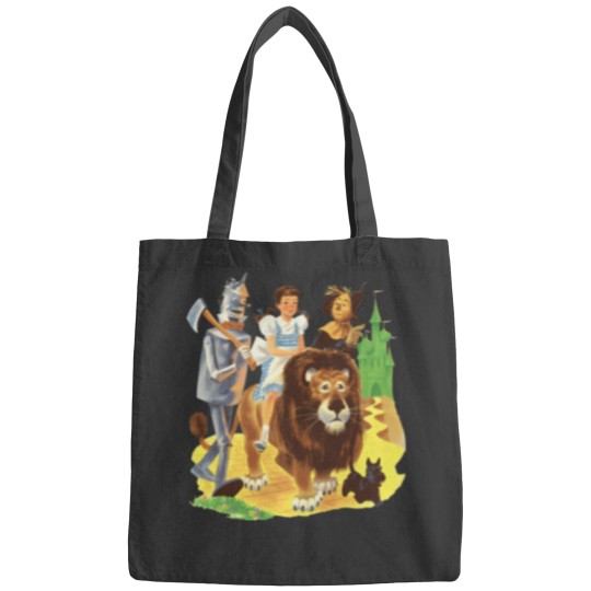 Discover the wizard of oz t art tin man lion scarecrow dorothy Bags