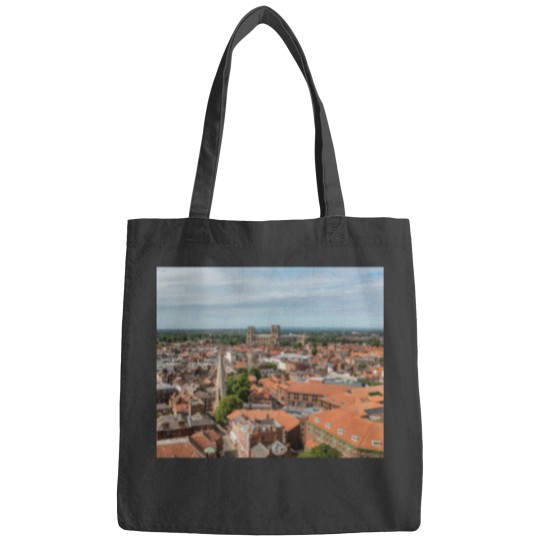 Discover York UK Roofs and York Minster Cathedral Aerial Photo North Yorkshire in SummerT Bags