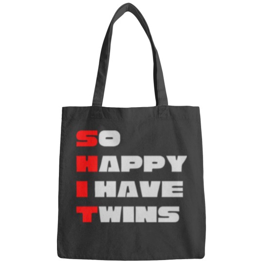 Discover So Happy I have twins Bold Typography Bags