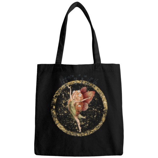 Discover Fairy with blond hair in gold circle Fitted Bags