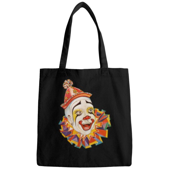 Discover Clown. Scary. Horror. Clown. Clown Head Circus Vintage Advertising Poster On Black Bags