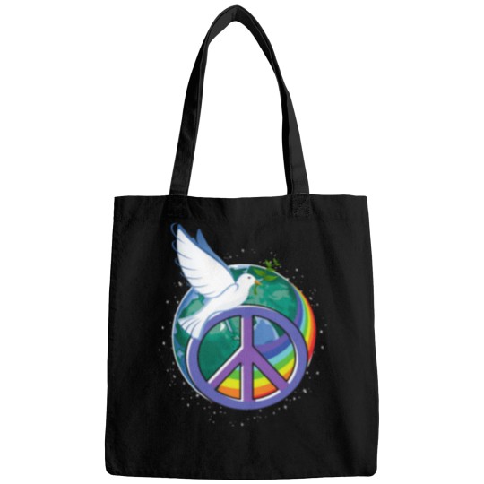 Discover peace dove peace sign peace rainbow V-Neck Bags