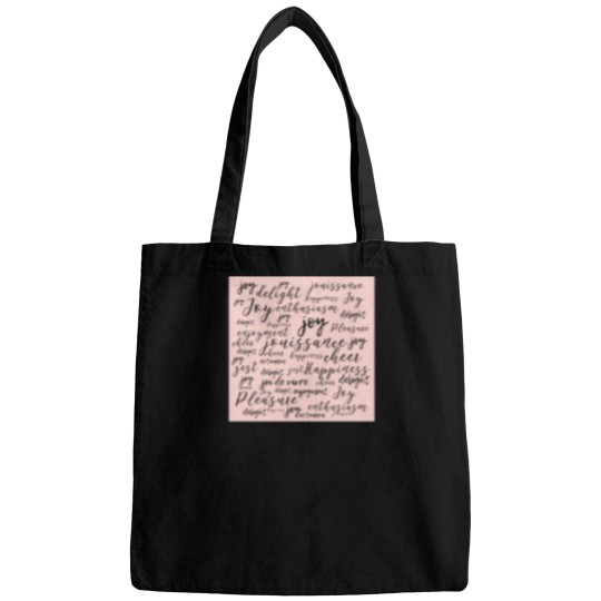 Discover Optimism Joyful Words in Black Script Lettering on Blush Pink Solid. Optimistic Typography Sticker Bags