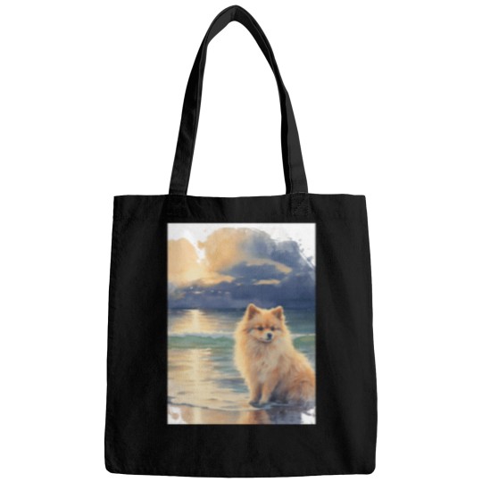 Discover Pomeranian At The Beach Graphic 1 1 Bags