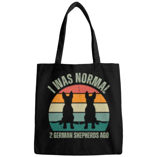 Discover 2 German Shepherds Cute Vintage Rainbow - I was normal - 2 German Shepherds Ago Bags