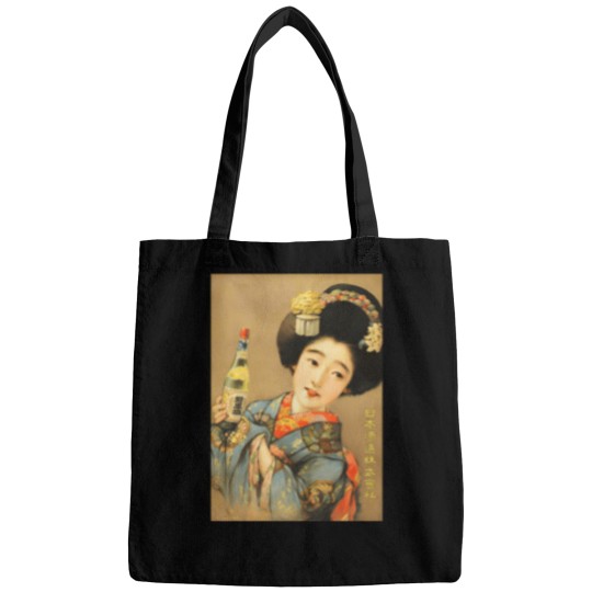 Discover Woman In Blue Kimono - Nippon Shuzo Kabushiki Kaisha 1920 Japan Sake Brewing Co Advertisement 2078 Bags