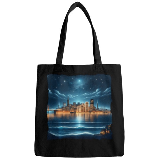 Discover San Francisco Night Skyline And Ocean Bay Area Bags