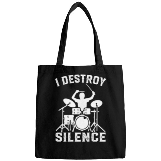 Discover I Destroy Silence Drummer Drums T Shirt Tee Gift 1 Bags