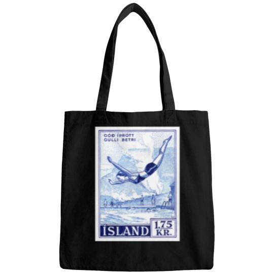 Discover 1955 Iceland Water Sports Postage Stamp Bags