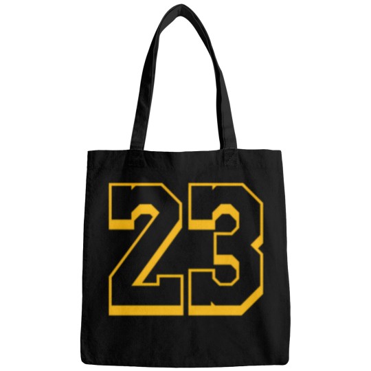Discover 23 Yellow Number Twenty Three Black Basketball Sports Jersey 2 Bags